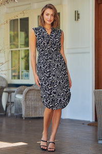 Alma Black/Cream Zip Front Dress
