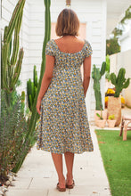 Load image into Gallery viewer, Sarah Blue Yellow Multi Cap Sleeve Dress