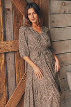 Load image into Gallery viewer, Luciana 1/2 Sleeve Coffee Print Tiered Dress