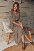 Load image into Gallery viewer, Luciana 1/2 Sleeve Coffee Print Tiered Dress