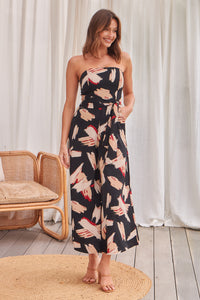 Charlotte Strapless Black/Beige/Red Jumpsuit