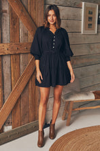 Load image into Gallery viewer, Chicago Long Sleeve Button Front Black Dress