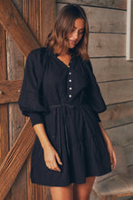 Load image into Gallery viewer, Chicago Long Sleeve Button Front Black Dress