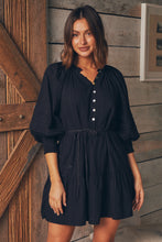 Load image into Gallery viewer, Chicago Long Sleeve Button Front Black Dress