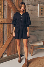 Load image into Gallery viewer, Chicago Long Sleeve Button Front Black Dress