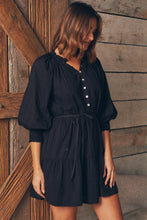 Load image into Gallery viewer, Chicago Long Sleeve Button Front Black Dress