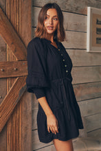 Load image into Gallery viewer, Chicago Long Sleeve Button Front Black Dress