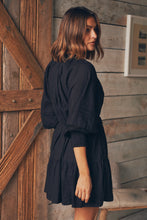 Load image into Gallery viewer, Chicago Long Sleeve Button Front Black Dress