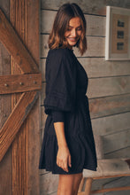 Load image into Gallery viewer, Chicago Long Sleeve Button Front Black Dress