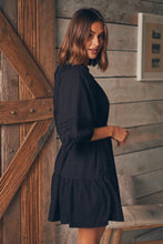 Load image into Gallery viewer, Chicago Long Sleeve Button Front Black Dress