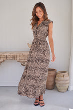 Load image into Gallery viewer, Trissa Animal Light Beige Print Maxi Dress