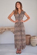 Load image into Gallery viewer, Trissa Animal Light Beige Print Maxi Dress