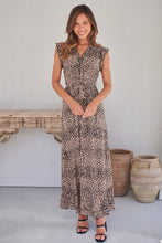 Load image into Gallery viewer, Trissa Animal Light Beige Print Maxi Dress