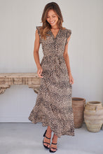 Load image into Gallery viewer, Trissa Animal Light Beige Print Maxi Dress