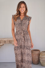 Load image into Gallery viewer, Trissa Animal Light Beige Print Maxi Dress
