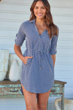 Load image into Gallery viewer, Siara Black Gingham Long Sleeve Shirt Dress