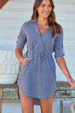 Load image into Gallery viewer, Siara Black Gingham Long Sleeve Shirt Dress
