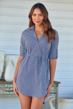 Load image into Gallery viewer, Siara Black Gingham Long Sleeve Shirt Dress