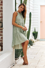 Load image into Gallery viewer, Rebecca High Neck Tiered Green Floral Dress