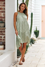 Load image into Gallery viewer, Rebecca High Neck Tiered Green Floral Dress