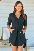 Load image into Gallery viewer, Squire Black Long Sleeve Shirt Dress