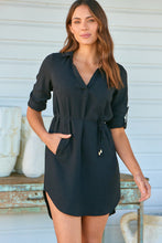Load image into Gallery viewer, Squire Black Long Sleeve Shirt Dress