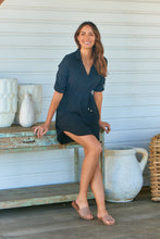 Load image into Gallery viewer, Squire Black Long Sleeve Shirt Dress