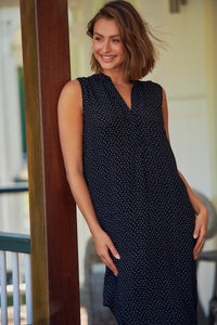Xenia Black Print Pocket Front Dress