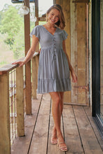 Load image into Gallery viewer, Violetta Navy/White Check Button Front Dress