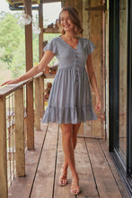 Load image into Gallery viewer, Violetta Navy/White Check Button Front Dress