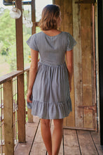 Load image into Gallery viewer, Violetta Navy/White Check Button Front Dress
