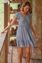 Load image into Gallery viewer, Violetta Navy/White Check Button Front Dress