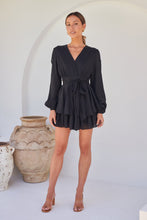 Load image into Gallery viewer, Minerva Layered Cross over Black Long Sleeve Playsuit