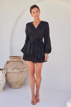 Load image into Gallery viewer, Minerva Layered Cross over Black Long Sleeve Playsuit