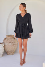 Load image into Gallery viewer, Minerva Layered Cross over Black Long Sleeve Playsuit