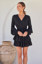 Load image into Gallery viewer, Minerva Layered Cross over Black Long Sleeve Playsuit