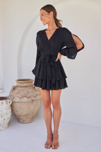 Load image into Gallery viewer, Minerva Layered Cross over Black Long Sleeve Playsuit