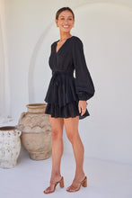 Load image into Gallery viewer, Minerva Layered Cross over Black Long Sleeve Playsuit