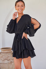 Load image into Gallery viewer, Minerva Layered Cross over Black Long Sleeve Playsuit