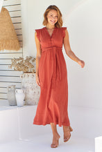 Load image into Gallery viewer, Trissa Rust Faux Linen Maxi Dress