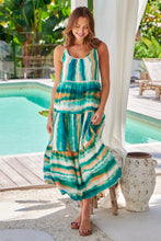 Load image into Gallery viewer, Myrtle Tie Dye Green/White Tiered Midi Dress