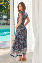 Load image into Gallery viewer, Lilo Bohemian Blue Floral Button Front Maxi Dress