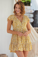 Load image into Gallery viewer, Monique Button Front Yellow Daisy Dress
