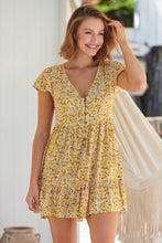 Load image into Gallery viewer, Monique Button Front Yellow Daisy Dress