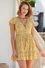 Load image into Gallery viewer, Monique Button Front Yellow Daisy Dress