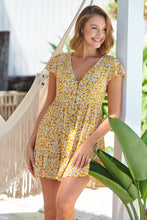 Load image into Gallery viewer, Monique Button Front Yellow Daisy Dress