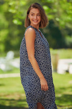 Load image into Gallery viewer, Liviana Navy Animal Print Pocket Front Dress