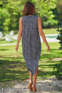 Liviana Navy Animal Print Pocket Front Dress
