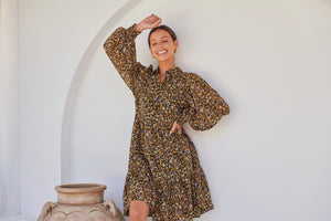 Jessie Floral Chiffon Long Sleeve Collared Dress