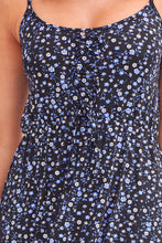 Load image into Gallery viewer, Binky Black/Blue Floral Criss Cross Tie Front Maxi Dress